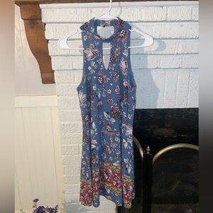 Trixxi Blue Floral Sleeveless Shift Dress size XS